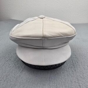 Echtes Leder Newsboy Baker Boy Cap Mens Small Gray Beige Casual Streetwear